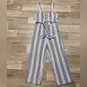 Rails Kyra Striped Linen Blend Jumpsuit in Seaport Stripe - Size Small